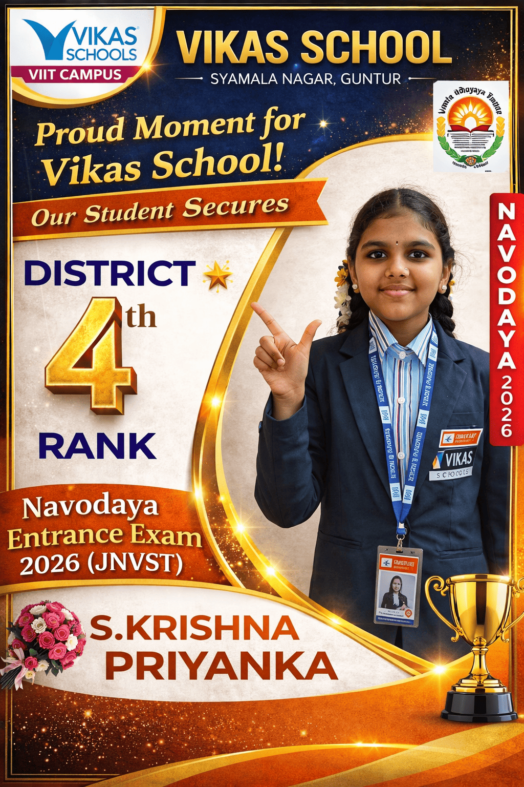 S. Krishna Priyanka — District 4th rank